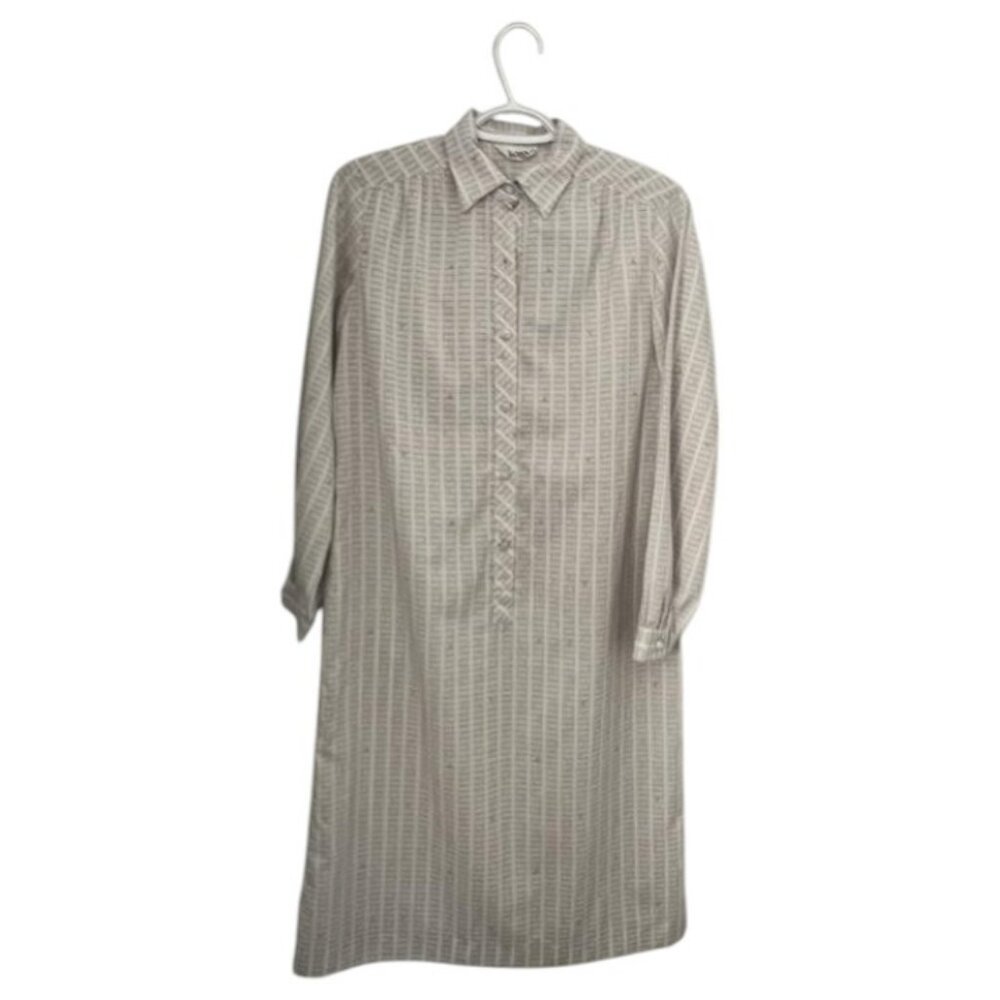 Lanvin beige long sleeve button-up midi shirt dress size 8